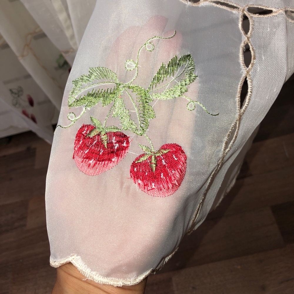 Kitchen Curtain with Embroidered Fruits